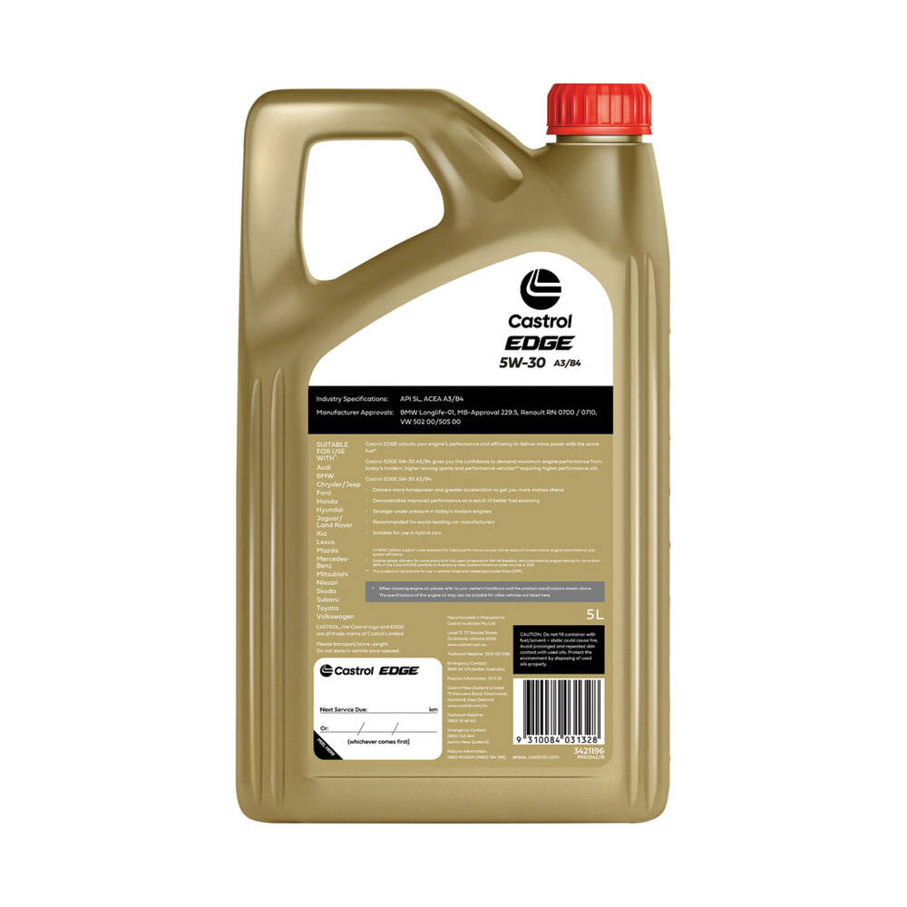 Castrol Edge 5W30 A3/B4 Engine Oil - 5 Litre (3421196)